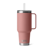 Rambler 42 oz Straw Mug in Sandstone Pink.